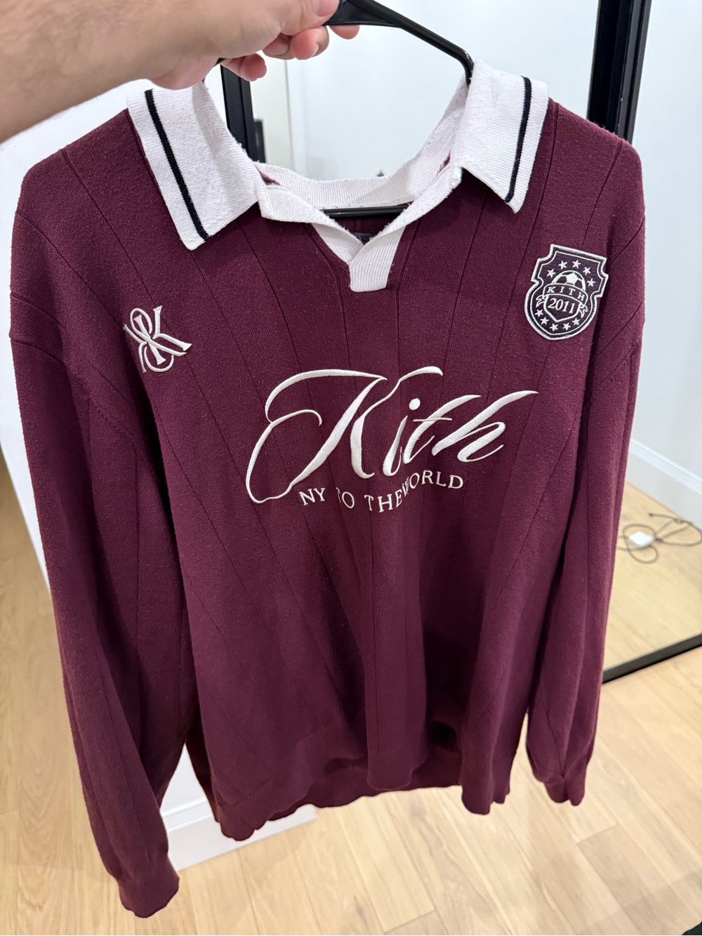 Kith NY to the World Knit Rugby Polo Burgundy Wine Men’s XL Fall 2023